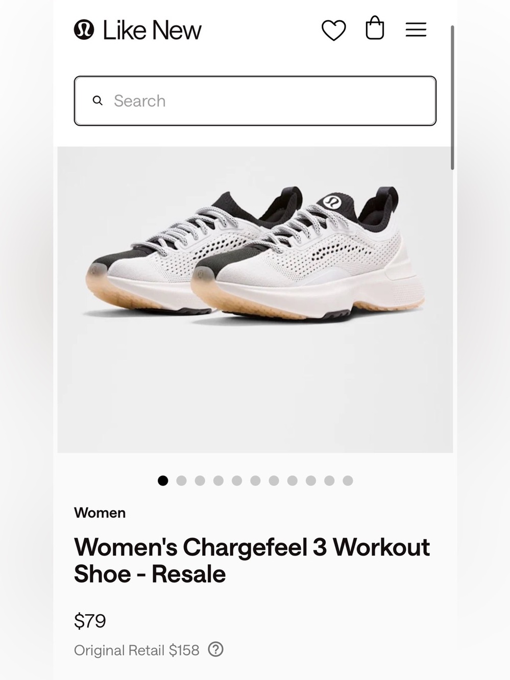 lululemon Chargefeel 3 White and Black Women's Knit Training Sneakers